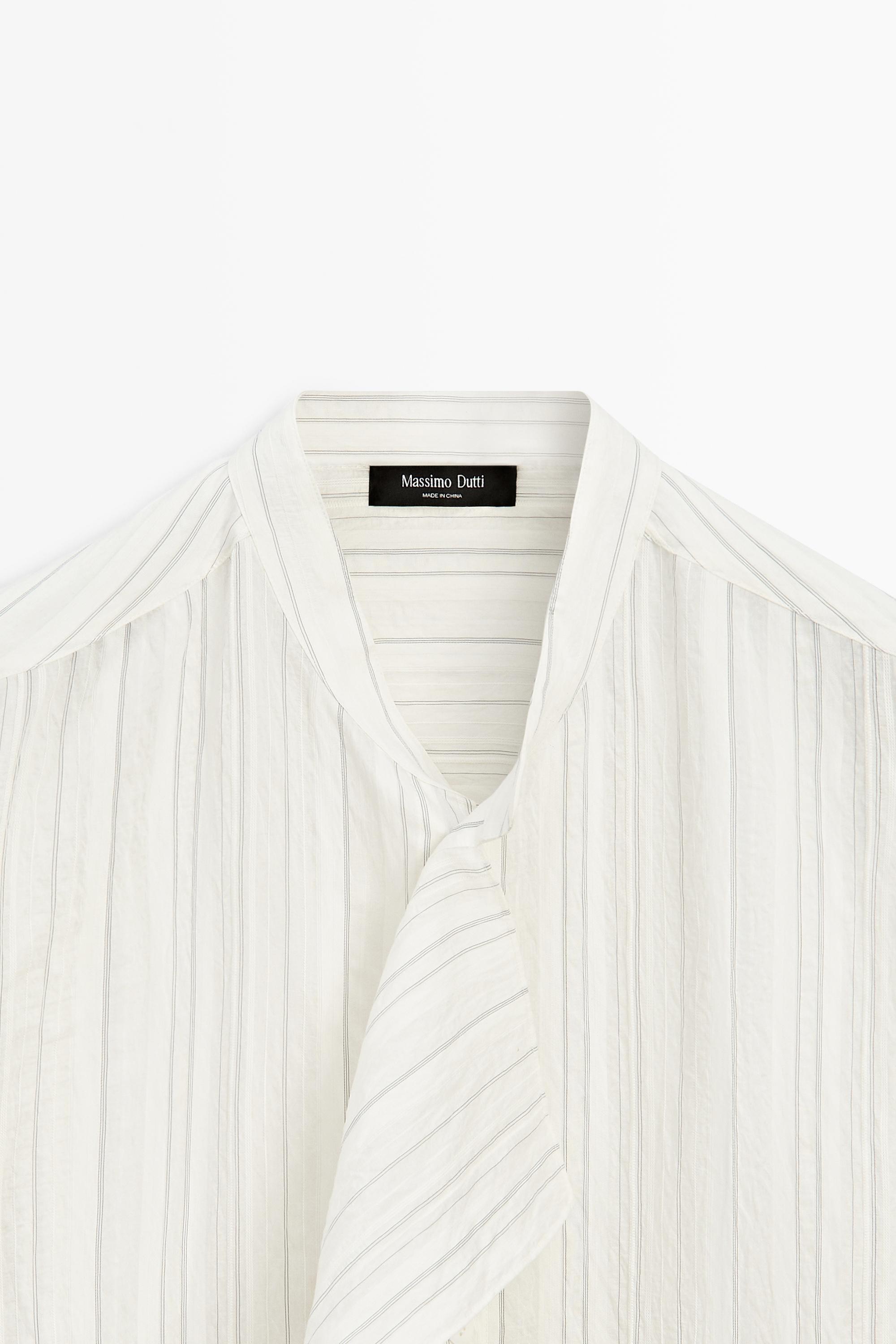 Striped flowing wrap shirt